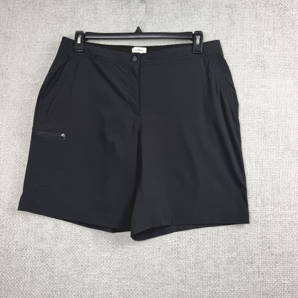L.L.Bean Comfort Trail Hiking Shorts Women's 14 Black Water Repellent Stretch
